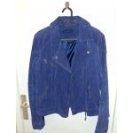 Veste tout cuir bleue style perfecto