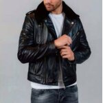 Veste en cuir redskins speedster 2 eagle noire