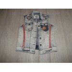 Veste desigual jean dlav empicements strass et tissus 40 tbe