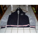 Veste doubl�e manches longues avec capuche cache - cache bleue fonc�e et grise mod�le funny lady avec ...