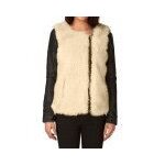 Superbe veste femme fausse fourrure crue et imitation cuir noir vila taille l neuve