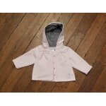 Veste / gilet rose � capuche gris � pois rose - taille 12 mois 74cm - obaibi