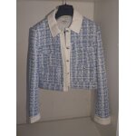 Veste morgan tweed bleu / blanc