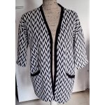 Veste naf naf sans fermeture oversize noire et blanche