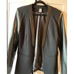 Veste noire revers et manches cuir t42