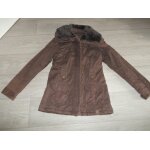 Veste pimkie mi longue marron , large col fourr�, molletonn�e s be