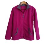 Veste polaire rose et gris a zip. col montant. tout simplement sport. polyester. taille 34 / 36
