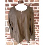Veste simili cuir matelassée coupe perfecto kaki. christine laure. taille 5. Veste simili cuir matelassée coupe perfecto kaki. christine laure. taille 5.
