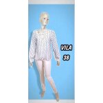 Vila clothes taille 38 blouse manches longues blanche pois noirs polyester Vila clothes taille 38 blouse manches longues blanche pois noirs polyester