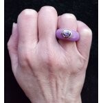 Ysora - importante bague en jade violet or jaune 18 carats 750 / 1000 et amthyste centrale t56 avec ...