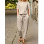 Zanzea - ensemble pantalon vintage pour femme, haut À manches courtes, col rond, jambe large, décontracté, ... Zanzea - ensemble pantalon vintage pour femme, haut À manches courtes, col rond, jambe large, décontracté, ...