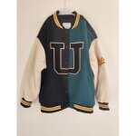 Zara kids veste teddy vert noir lettre u taille 152 cm (11 - 12 ans) bomber teddy tendance