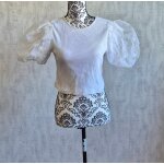 Zara t - shirt top blanc manches courte bouffantes en dentelle taille 36 / s Zara t - shirt top blanc manches courte bouffantes en dentelle taille 36 / s