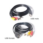 1, 5m usb male cble usb mle et femelle vers 3rca rgb mle av et vido, adaptateur de cble, composant ...