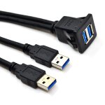 1 m double cble usb 3. 0 carr de 1m, rallonge de tableau de bord mle  femelle, montage encastr, ...