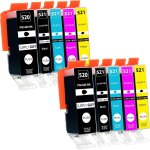 10 cartouches d'encre avec puce compatible avec canon pgi - 520 / cli - 521 pour canon pixma ip3600 ip4600 ...