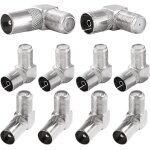 10 pi�ces adaptateur de f femelle � m�le / femelle coaxiale rf � 90 degr�s, 9. 5 tv vers connecteur � ...