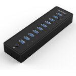 10 ports hub usb 2. 0 avec interrupteur et alimentation 30w (12v2. 5a), 480 mbps speed data hub pour ...