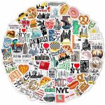 100 autocollants new york pour bouteilles d'eau et ordinateurs portables - d�corations et cadeaux sur ...