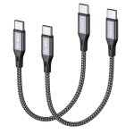 100w usb c to usb c cable short [50cm / pack of 2], type c cable fast charge pd 5a / 20v usbc cable with ...