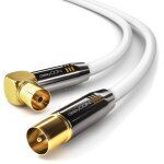 10m c�ble d'antenne de t�l�vision hdtv full hd 1x coud� c�ble coaxial tv prise (droite) � tv fiche (90 ...