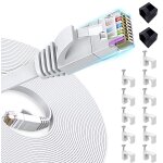 10m de cble rseau blanc - cat6 (amlior) cble cat 6 ethernet plat 1000 mo / s 350mhz - 100% fil de ...