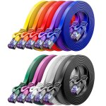 10x 2m flat cat7 network cable (cat 7 with 10gbps) gigabit lan - rj45 ethernet long flat patch cable ...