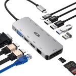 11 en 1 station d'accueil trois moniteurs, dock usb c vers double hdmi, 100w pd, usb - a 3. 0, hub usb ... 11 en 1 station d'accueil trois moniteurs, dock usb c vers double hdmi, 100w pd, usb - a 3. 0, hub usb ...