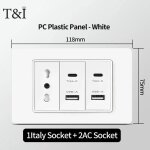 118 pc panneau en plastique blanc ignifuge pc italie ue schuko prise murale double usb type - c tuya ...