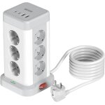 12 prises tour multiprise parafoudre avec 2 usb - c (15w) + 3 usb - a + câble 2m, 2500w / 10a prise multi ... 12 prises tour multiprise parafoudre avec 2 usb - c (15w) + 3 usb - a + câble 2m, 2500w / 10a prise multi ...