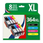123consommables - 364xl - pack 8 cartouche d'encre compatible avec hp 364 364xl pour officejet 4620 4610 ...