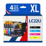 123consommables - lc22u - pack 4 cartouches d'encre compatible brother lc22uxl lc22u lc - 22u lc - 22ubk ...