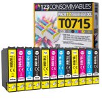 123consommables - t0715 - 12 cartouches e711 - e712 - e713 - e714 compatible pour epson t0715 - compatible ... 123consommables - t0715 - 12 cartouches e711 - e712 - e713 - e714 compatible pour epson t0715 - compatible ...