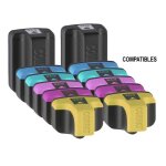 12x haute capacit� cartouches d'encre compatibles - cyan / light cyan / yellow / magenta / light magenta ...