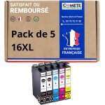 16xl - 5 cartouches d'encre compatibles avec epson 16 xl stylo plume - pour cartouche epson workforce ...