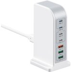 180w multiple usb charger, 7 ports with 4 usb - c + 3 usb - a, fast charging dock, multiport for macbook ...