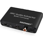 192 khz convertisseur dac, adaptateur rca numrique vers analogique l / r, extracteur audio hdmi arc ...
