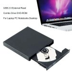 2. 0 usb pc portable graveur cd dvd rw rom lecteur externe tui botier, noir