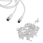 2. 5m c�ble coaxial fin 3c2v c�ble d'antenne tv m�le - femelle 2. 5 m avec clips pour antennes t�l�viseurs ...