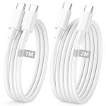2 c�bles usb - c vers usb - c charge rapide pour iphone 17 air / 17 pro / 17 pro max - blanc 1m + 2m ...