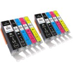 2 ensemble de 5 cartouches d'encre  remplacer pgi - 550 & cli - 551 compatible / non - oem pour pixma ...