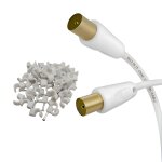 2 m de long 3c2v c�ble d'antenne tv mince dor� m�le - femelle avec pinces 2m - c�ble coaxial d'antenne ...