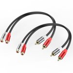 2 x rca adaptateur c�ble 2 rca m�le � 2 rca femelle st�r�o audio c�ble plaqu� or 2 rca rouge / blanc ...