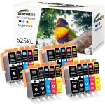 20x 525xl 526xl cartouches d'encre compatibles pour canon pgi - 525 cli - 526 pour pixma ip4850 ip4950 ...