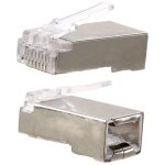 25 pcs cat6 connecteurs rj45 m�talliques blind�s prise modulaire cat6a ftp 8p8c c�ble r�seau connecteur ...