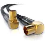 2m c�ble d'antenne coaxial hdtv, c�ble tv coud� m�le femelle, fiche iec coaxiale angulaire coud�e � 90, ...