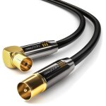 2m c�ble d'antenne de t�l�vision hdtv full hd 1x coud� c�ble coaxial tv prise (droite) � tv fiche (90 ...
