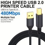 (2m1pc black) cble d'imprimante usb a vers usb b cble midi transmission haute vitesse 480mbps tress ...