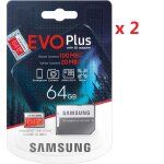 2pcs carte mmoire micro sd sdxc samsung evo plus 64 go classe 10 u1 100 mo / s 4k ultra hd