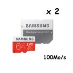 2pcs carte mmoire samsung evo plus micro sdxc 64 go jusqu' 100 mo / s, carte mmoire ( l'adaptateur ...